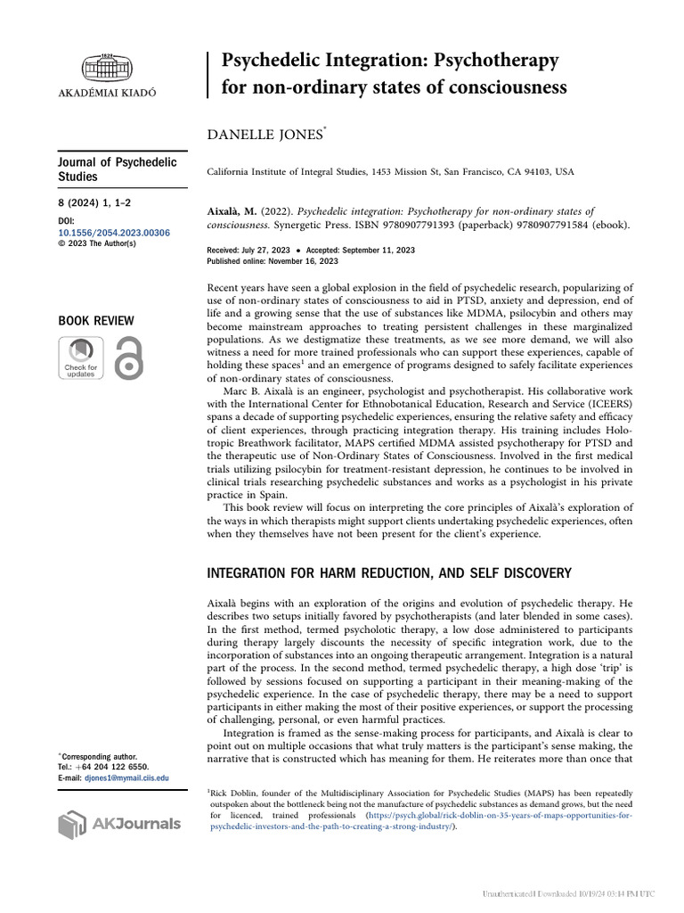 Psychedelic Integration in Therapy | PDF | Psychotherapy | Psychedelic ...