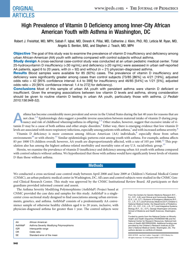 High Prevalence of Vitamin D Deficiency Among Inne | PDF | Dietetics ...