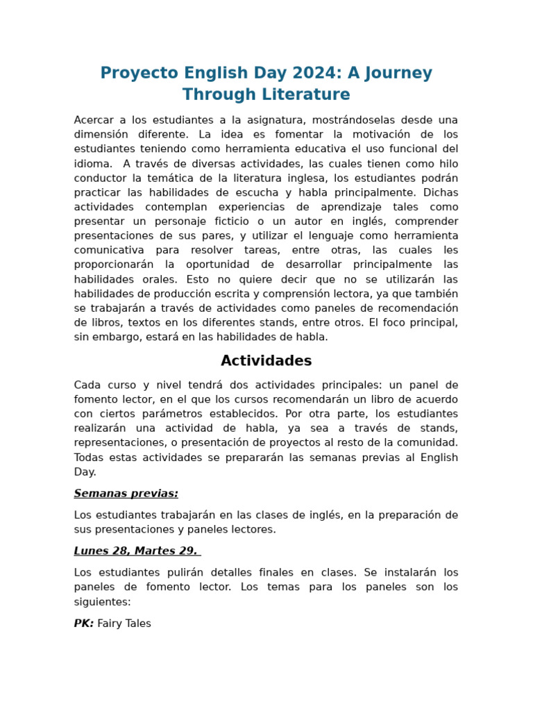 English Day Pre Project | PDF | Estudios de idiomas extranjeros ...
