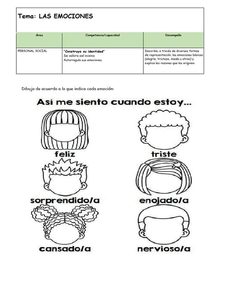 Ficha de Las Emociones | PDF