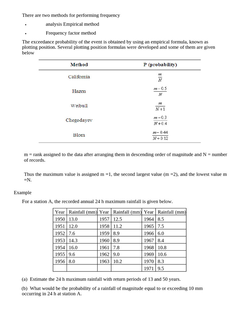 Rainfall Frequency Analysis Methods | PDF