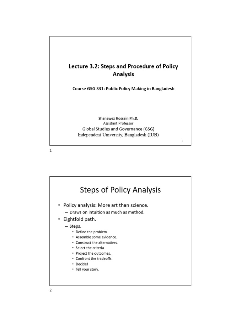 Steps in Policy Analysis Process | PDF | Policy | Evaluation