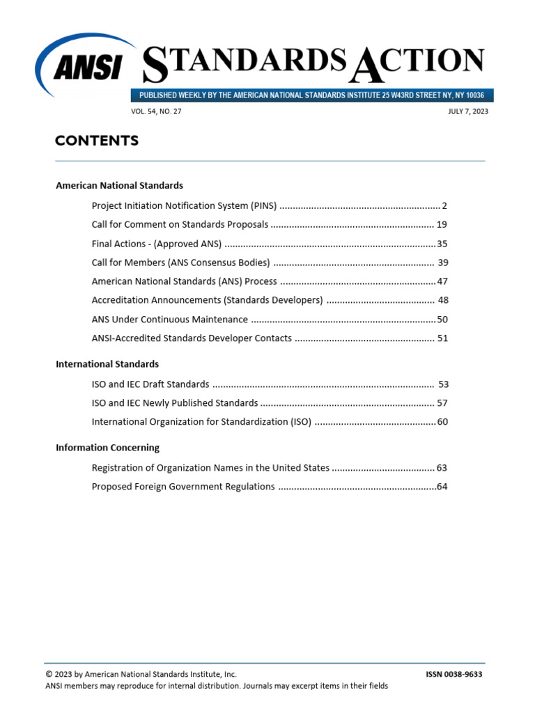 New ANSI Standards Overview - July 2023 | PDF | Sql