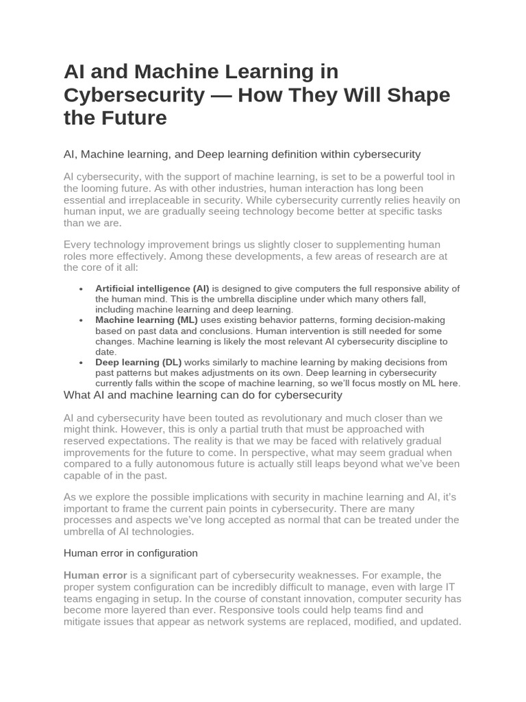 AI and ML Transforming Cybersecurity | PDF | Artificial Intelligence ...