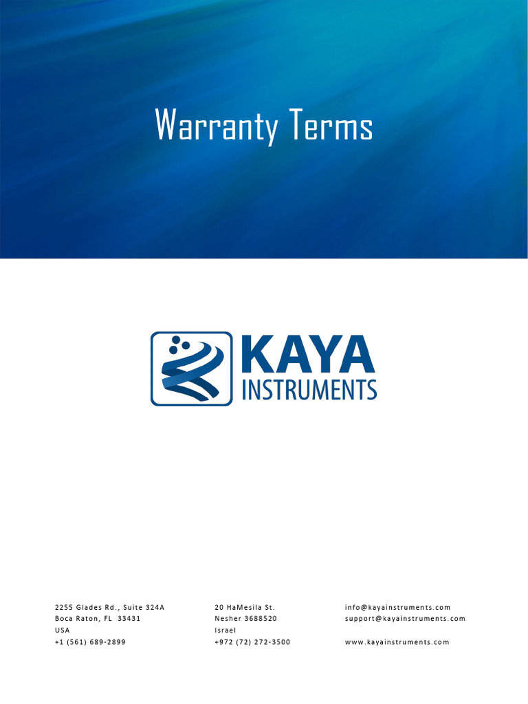 Kaya Instruments Warranty Terms | PDF | Business Law | Private Law