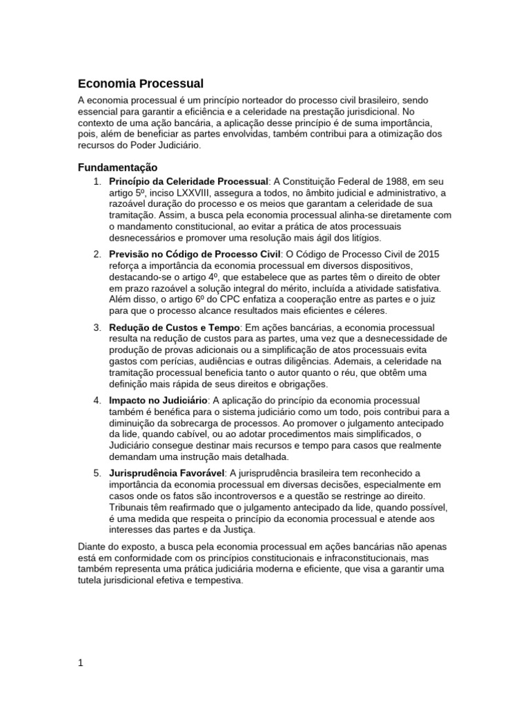 Principio Da Celeridade | PDF | Processo civil | Economia