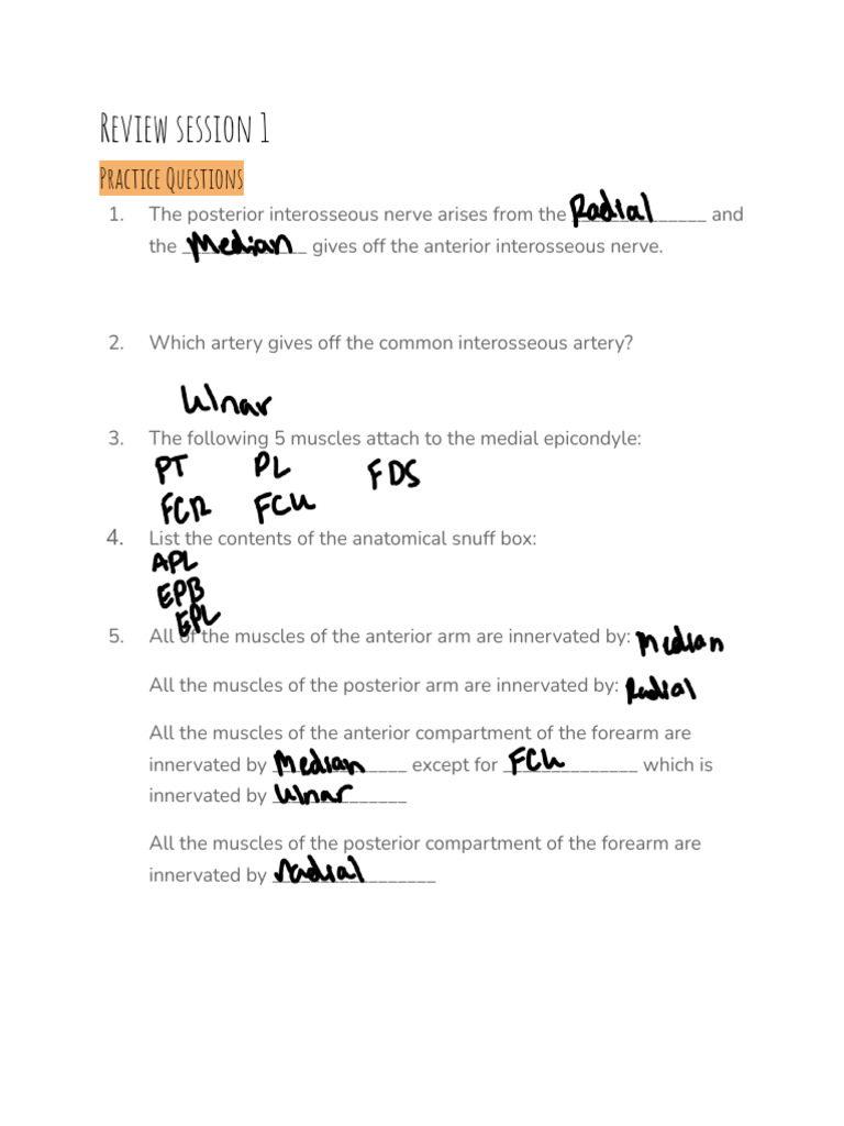 Session+3+Handout Upper+Limb | PDF