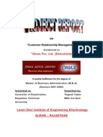 Customer Relationship Management (CRM) at Omax Pvt. Ltd. (Dharuhera