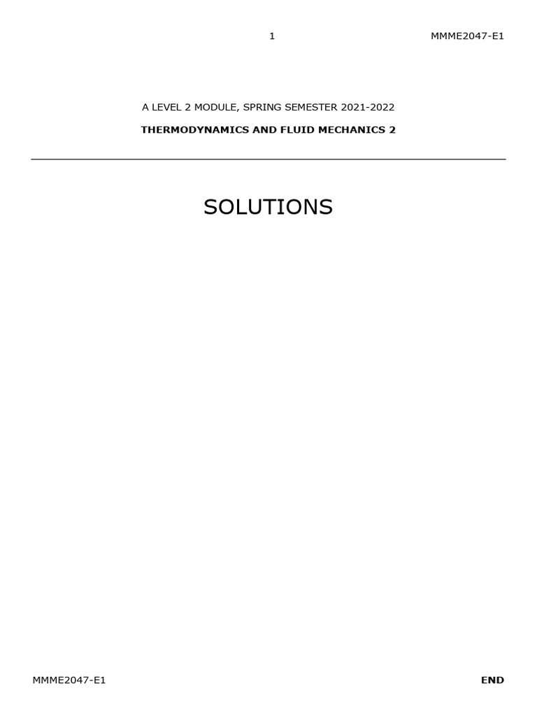Thermodynamics and Fluid Mechanics Solutions | PDF | Fluid Dynamics ...