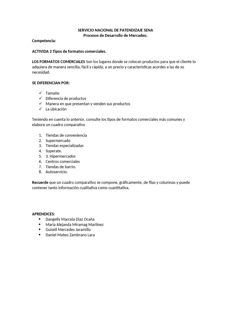 Tipos de Formatos Comerciales | PDF | Supermercado | Economias