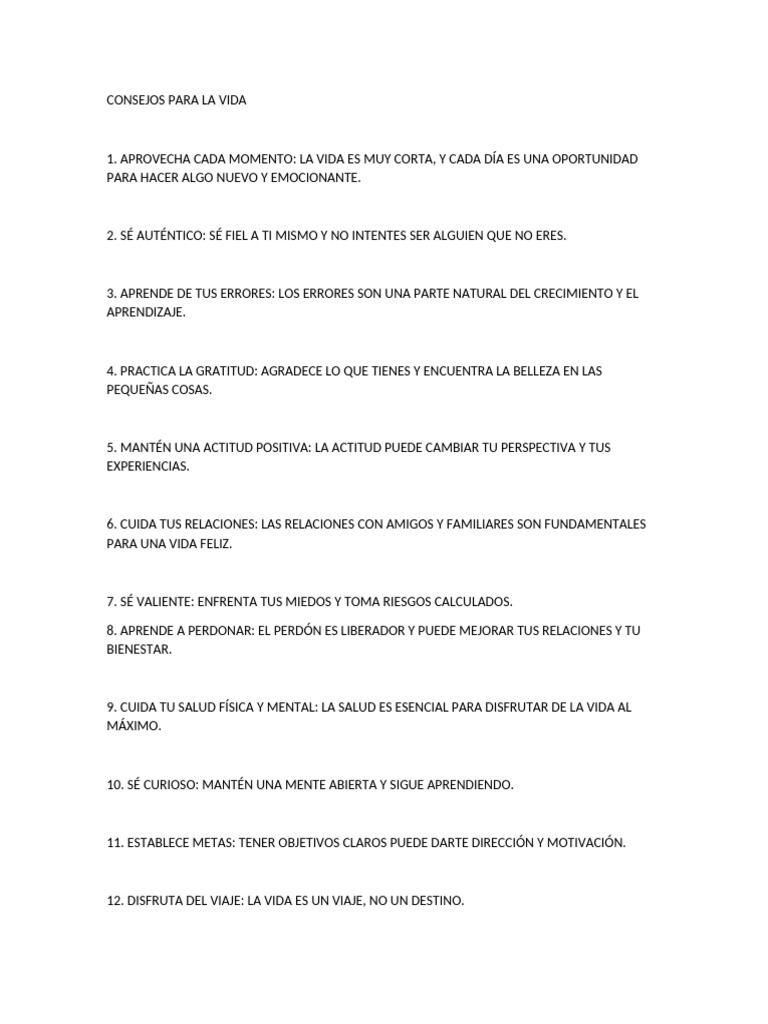 Consejos para una Vida Plena y Feliz | PDF | Crecimiento personal y ...