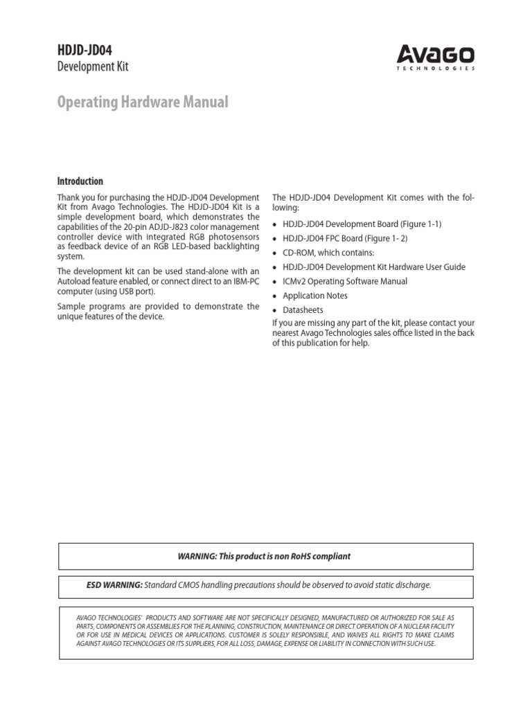 HDJD-JD04 Development Kit Manual | PDF | Computer Hardware | Usb