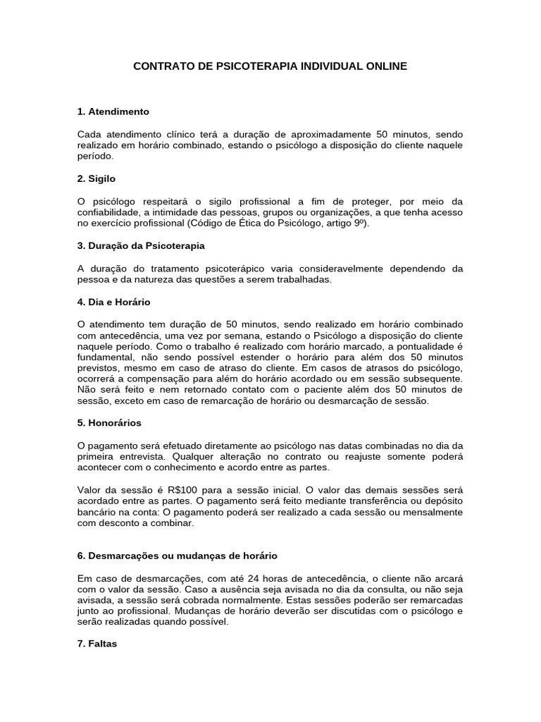 Contrato de psicoterapia individual online pdf psicoterapia