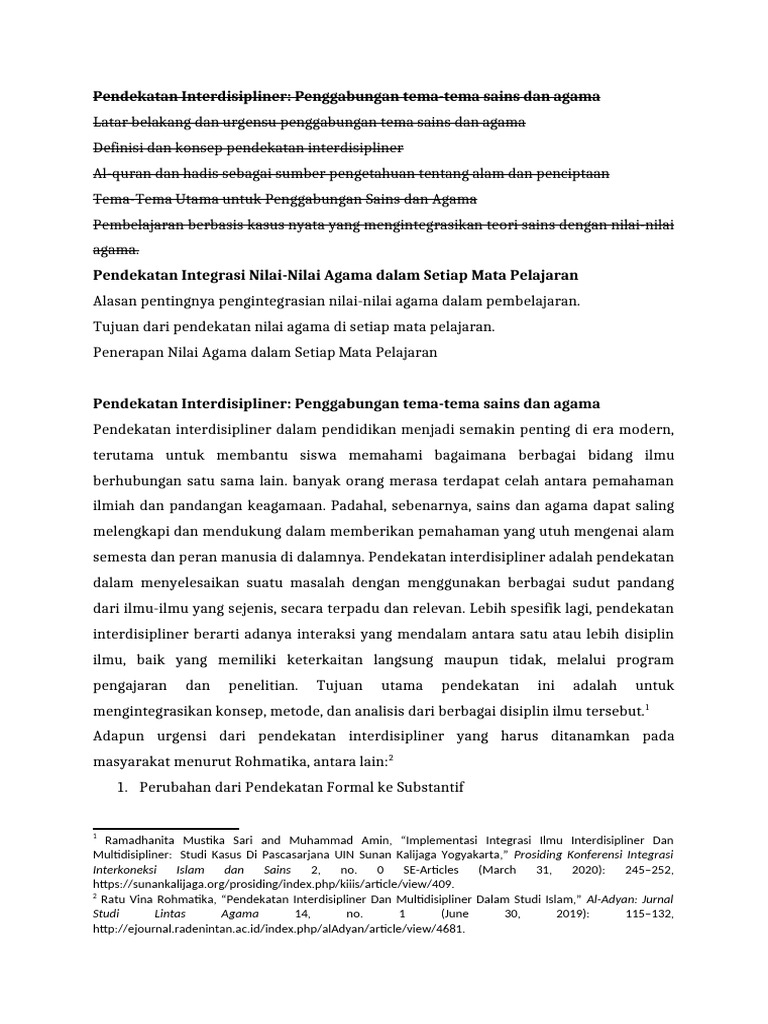 Integrasi Sains dan Agama dalam Pendidikan | PDF | Karier ...