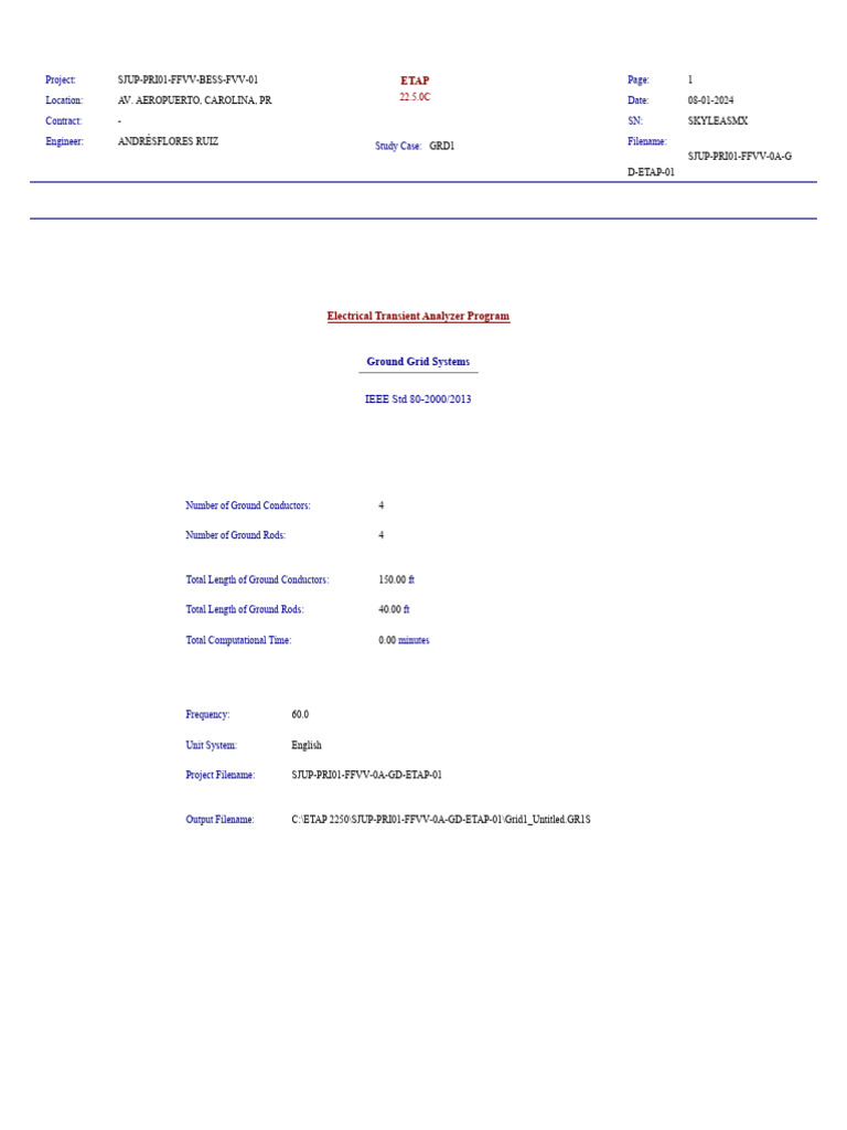 Ground Grid System Analysis Report | PDF | Electrical Conductor | Volt