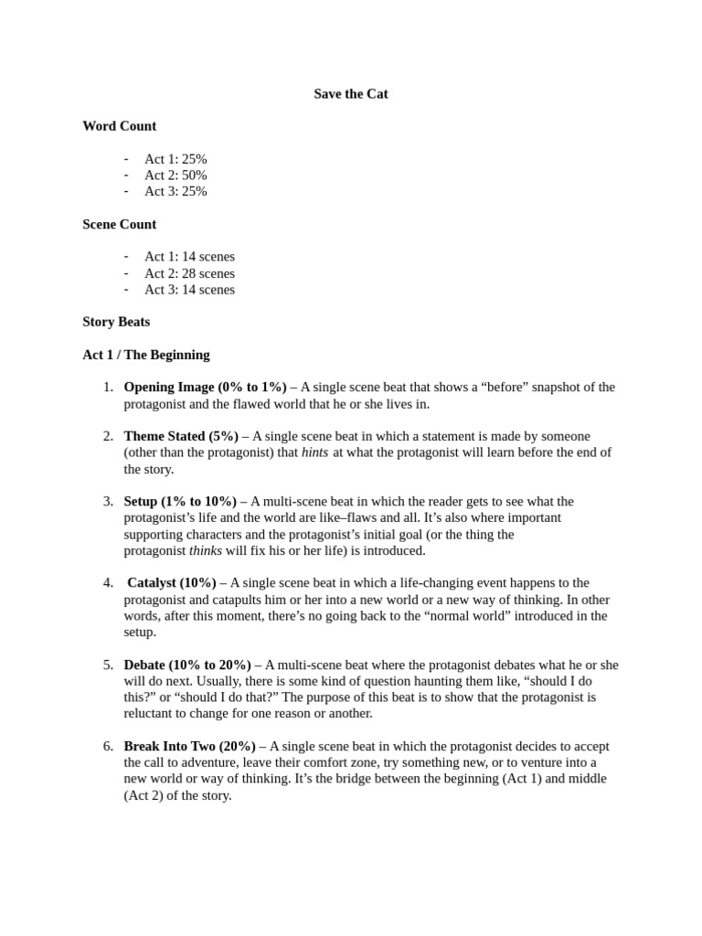 Save the cat template pdf games activities