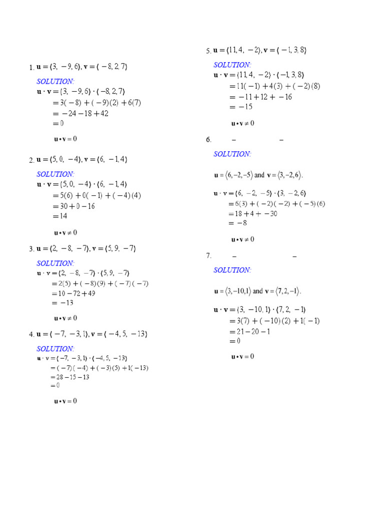Dot and Cross Product Solutions | PDF | Rectangle | Euclidean Vector