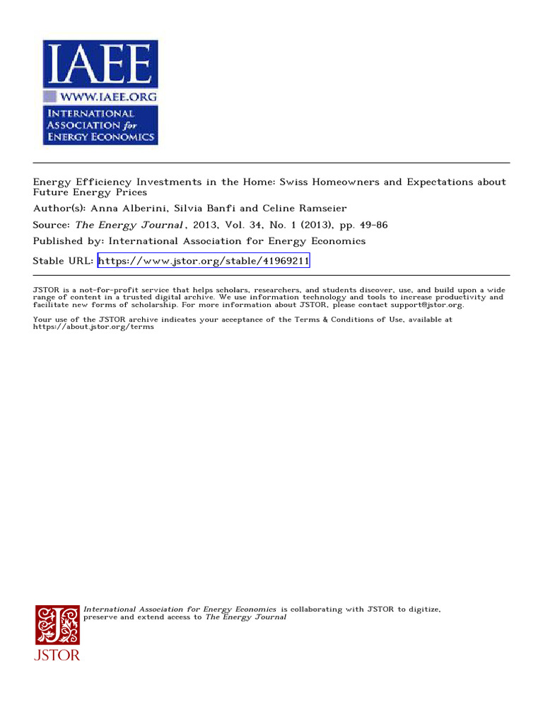 Alberini EnergyEfficiencyInvestments 2013 | PDF | Efficient Energy Use ...