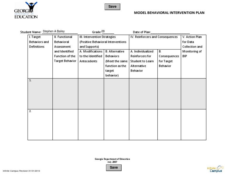 Behavioral Intervention Plan Template | PDF | Career & Growth | Business