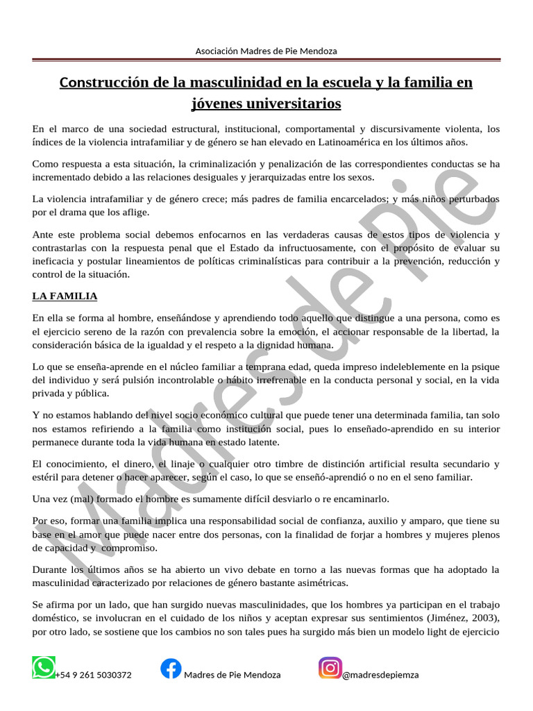 Importancia de La Familia y Escuela en La Formación de Las ...