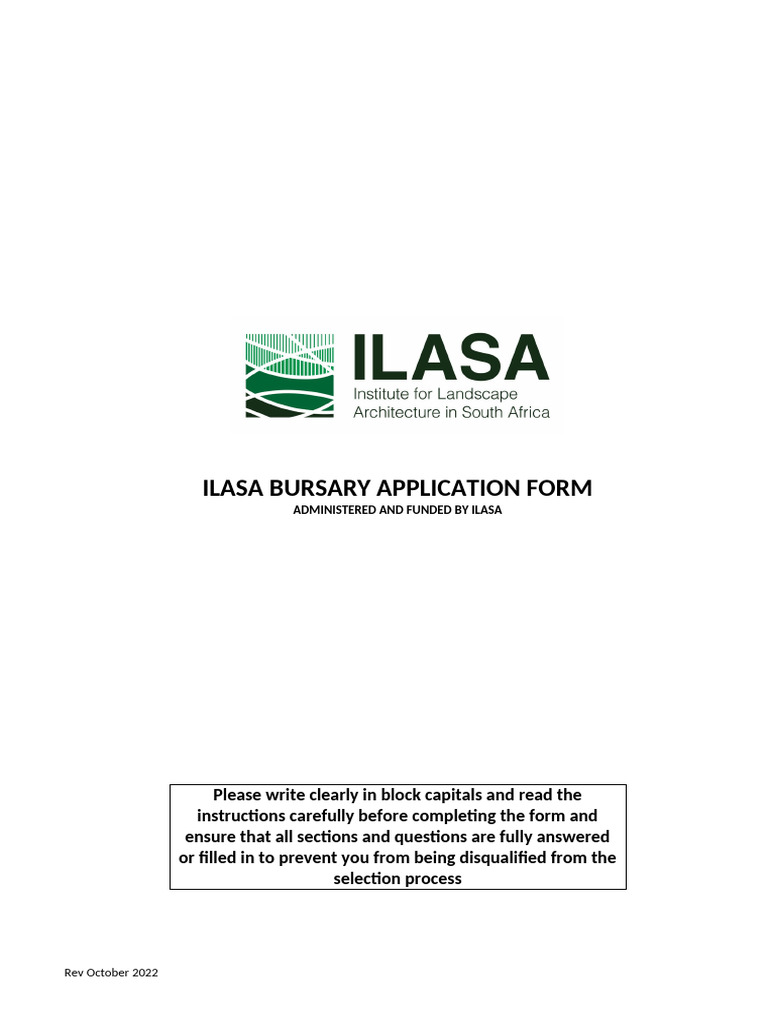 ILASA Bursary Application Form 2024 | PDF | Academic Degree | Notary Public