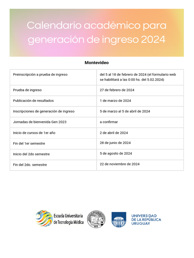Calendario Académico 2024 | PDF