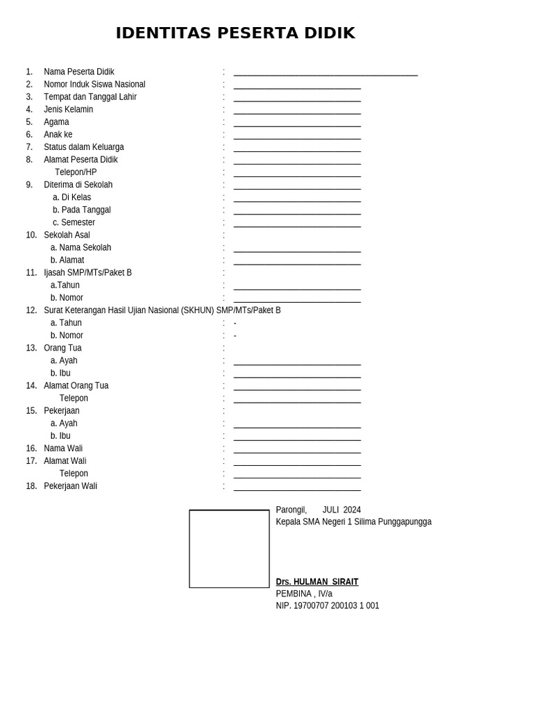 Format Biodata Pdf