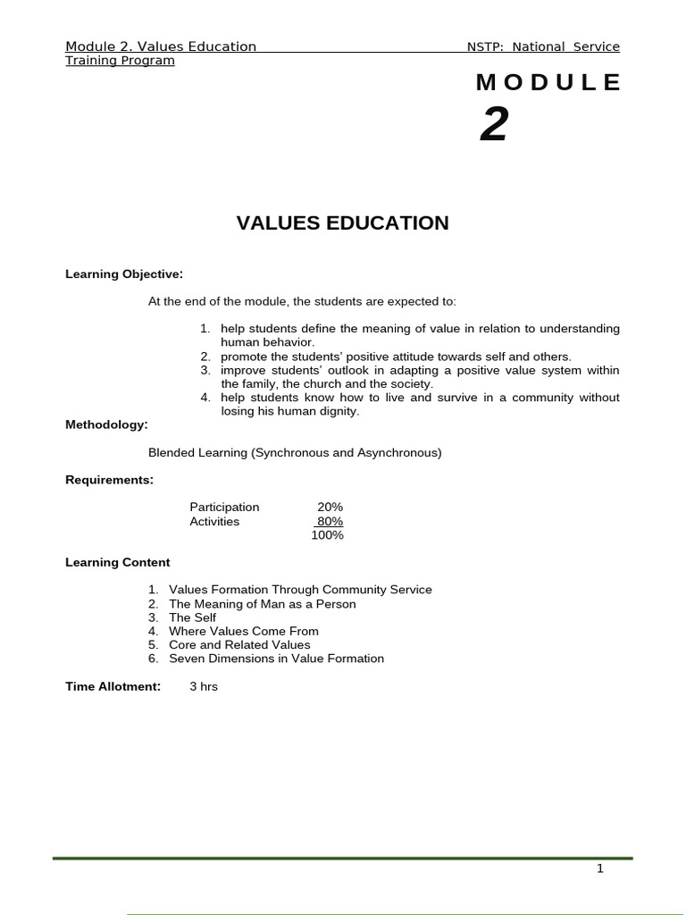Values Education in Community Service | PDF | Attitude (Psychology ...