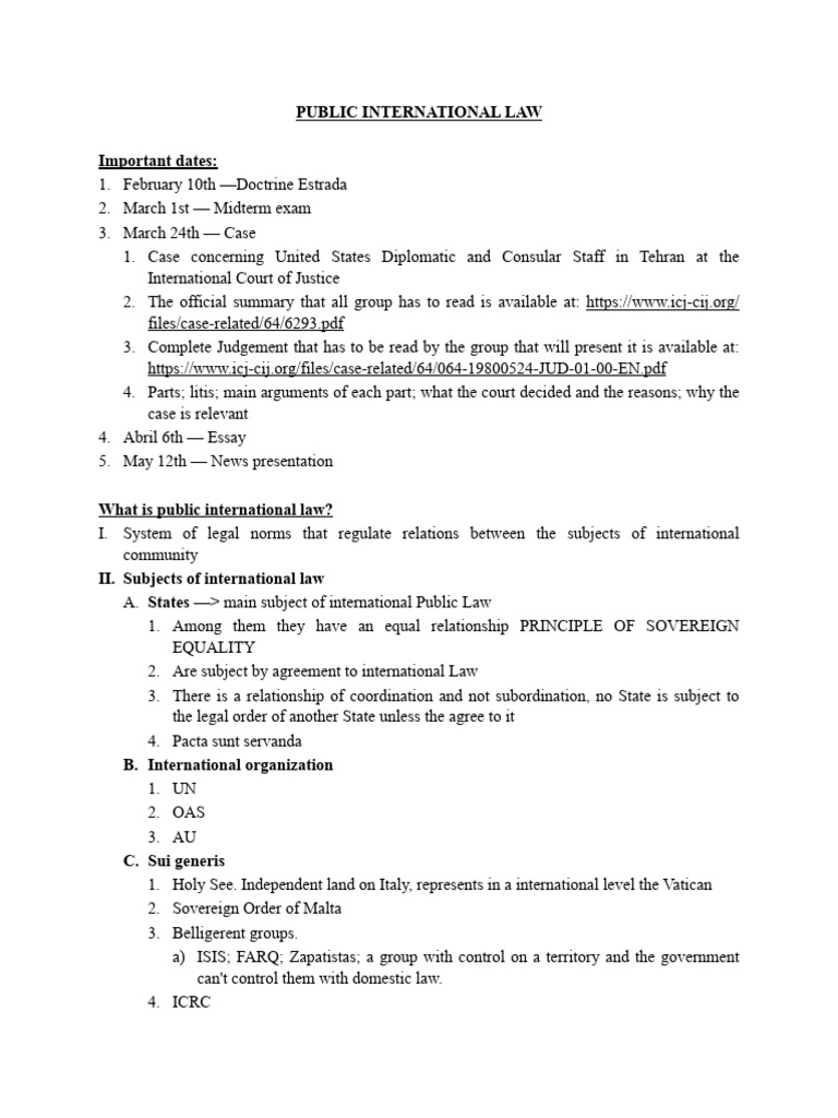 Overview of Public International Law | PDF | Treaty | International Law