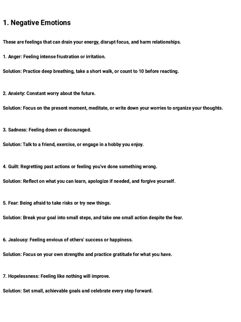 Overcoming Negative Emotions & Habits | PDF | Mindset | Feeling