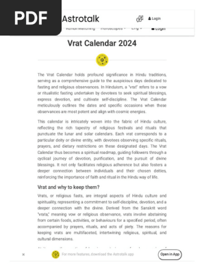 Fasts Calendar 2024 - Astrotalk