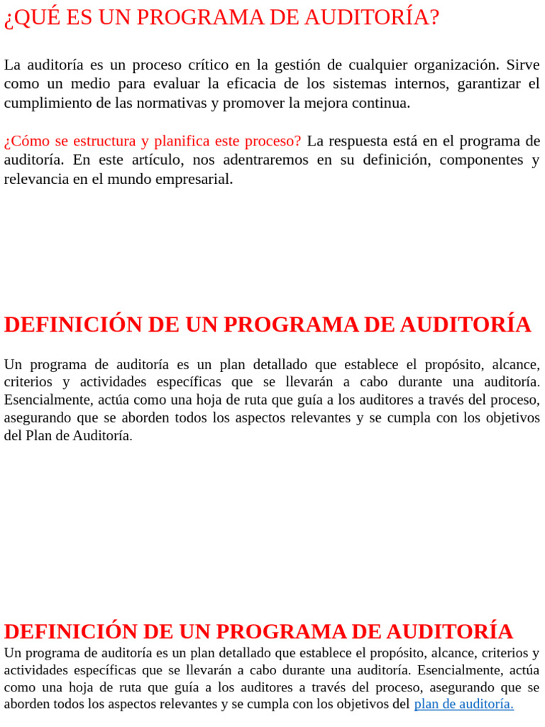 Clase 9.1 Programa de Auditoria | PDF | Auditoría | Business