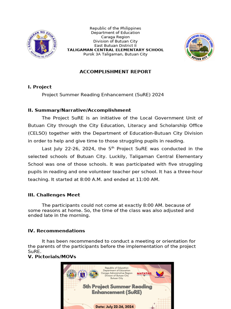 Summer Reading Enhancement Report 2024 | PDF
