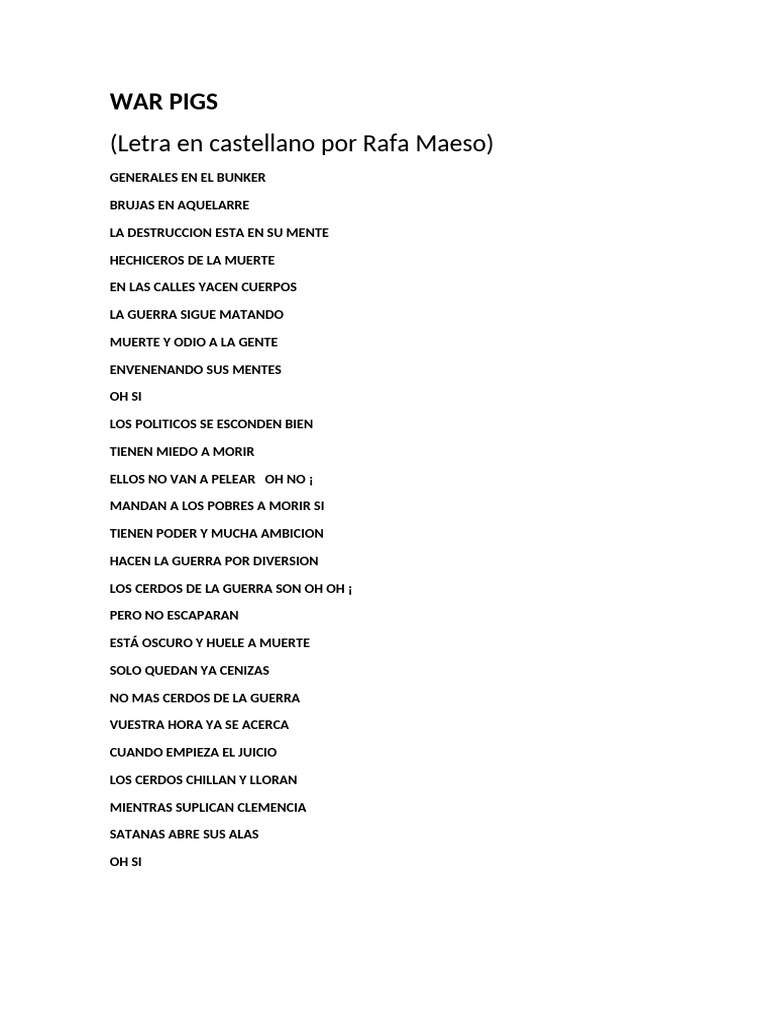War Pigs | PDF