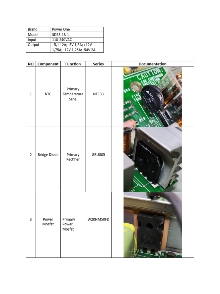 Power Supply Component Specifications | PDF | Science & Mathematics ...