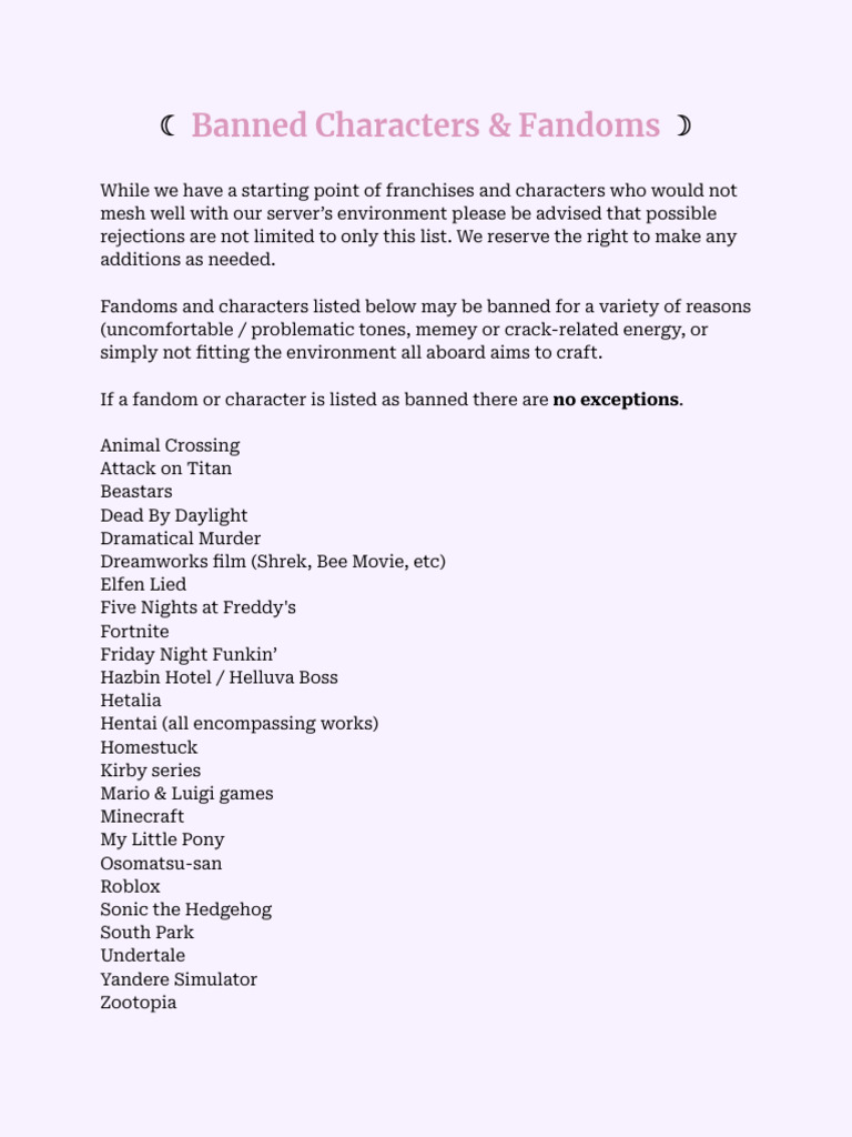 Orig Banned Characters Fandoms Pdf