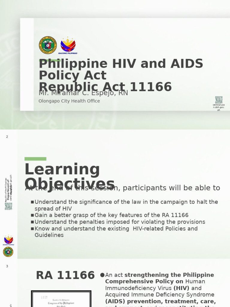 Overview of Republic Act 11166 | PDF | Hiv/Aids | Prevention Of Hiv/Aids