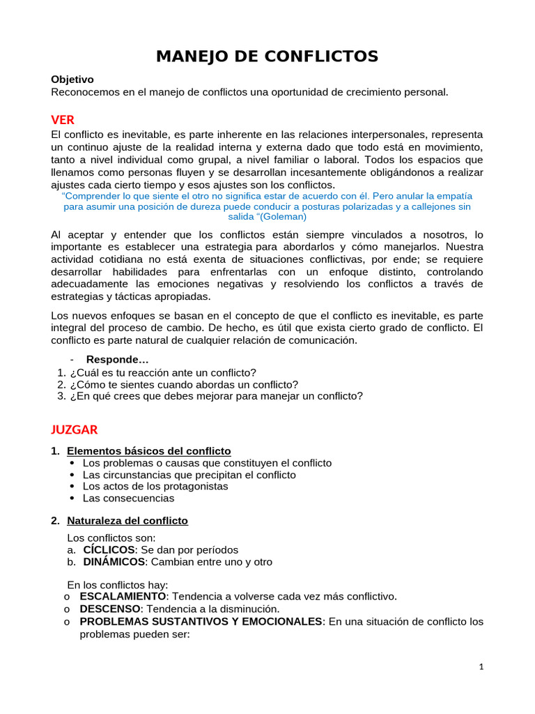 Manejo de Conflictos | PDF | Negociación | Las emociones