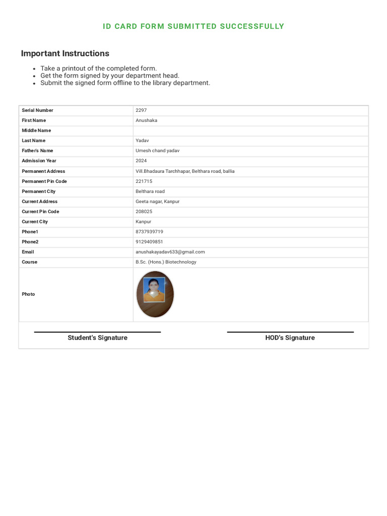 ID Card Submission Instructions for Students | PDF