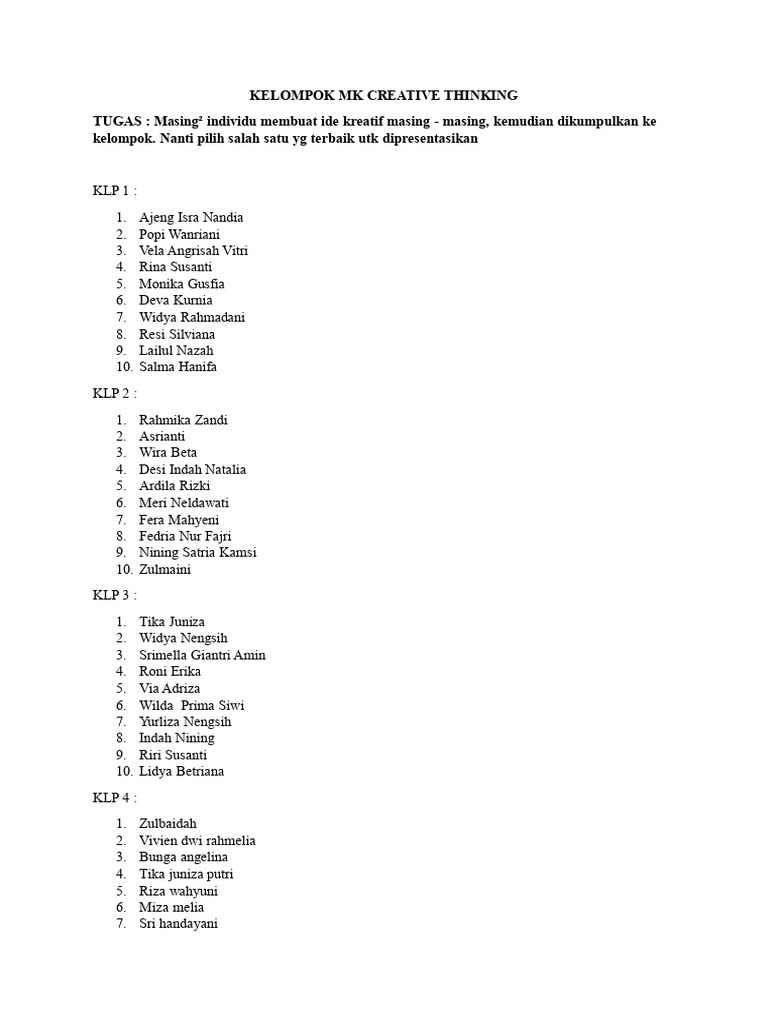 KLP MK CREATIVE THINKING Buk Defi | PDF