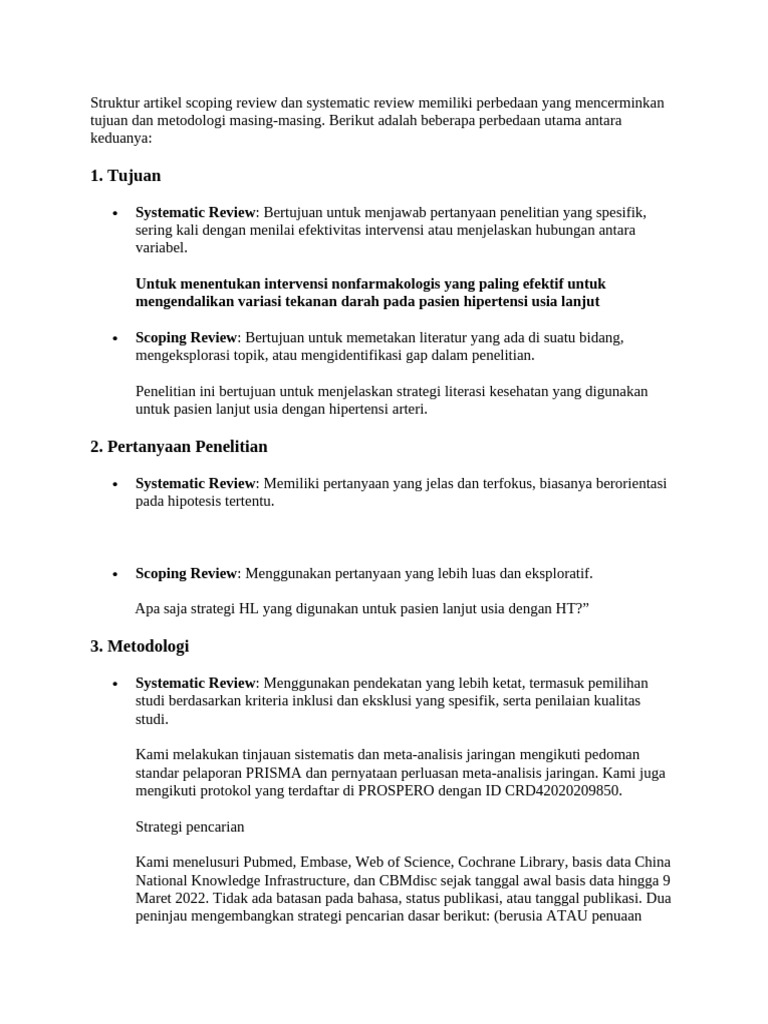 Perbedaan Scoping dan Systematic Review | PDF