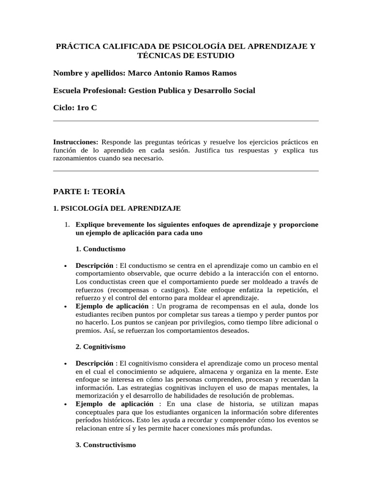 Psicología del Aprendizaje y Técnicas Estudio | PDF | Memoria | Aprendizaje