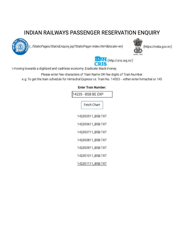 Train Chart 14235 Date 11.11.2024 | PDF