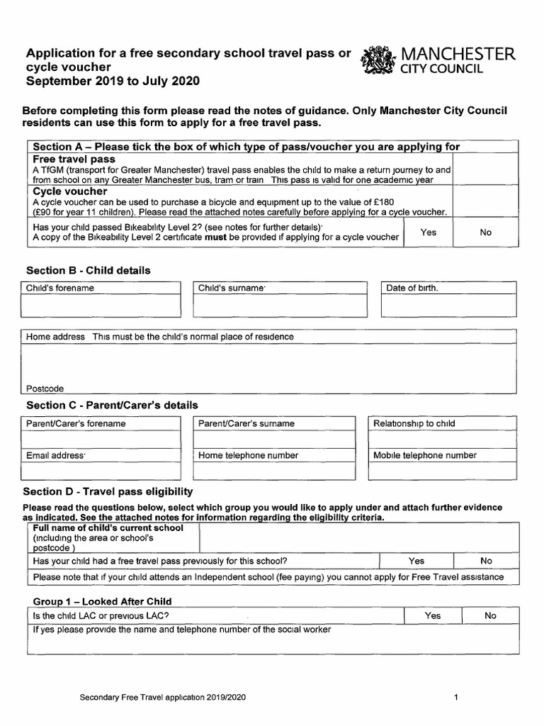 Free Travel Secondary Application and Guidance 2019 20 PDF | PDF