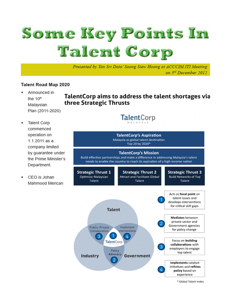 32 Some Key Points in Talent Corp | PDF | Finance & Money Management