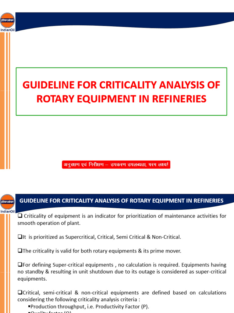 Guideline For Criticality Analysis of Rotary Equipment in Refineries | PDF