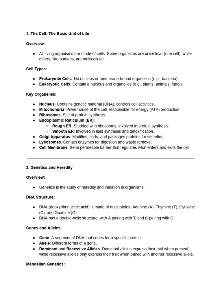 Biobasicnotesforstudy | PDF | Human Body | Cell (Biology)
