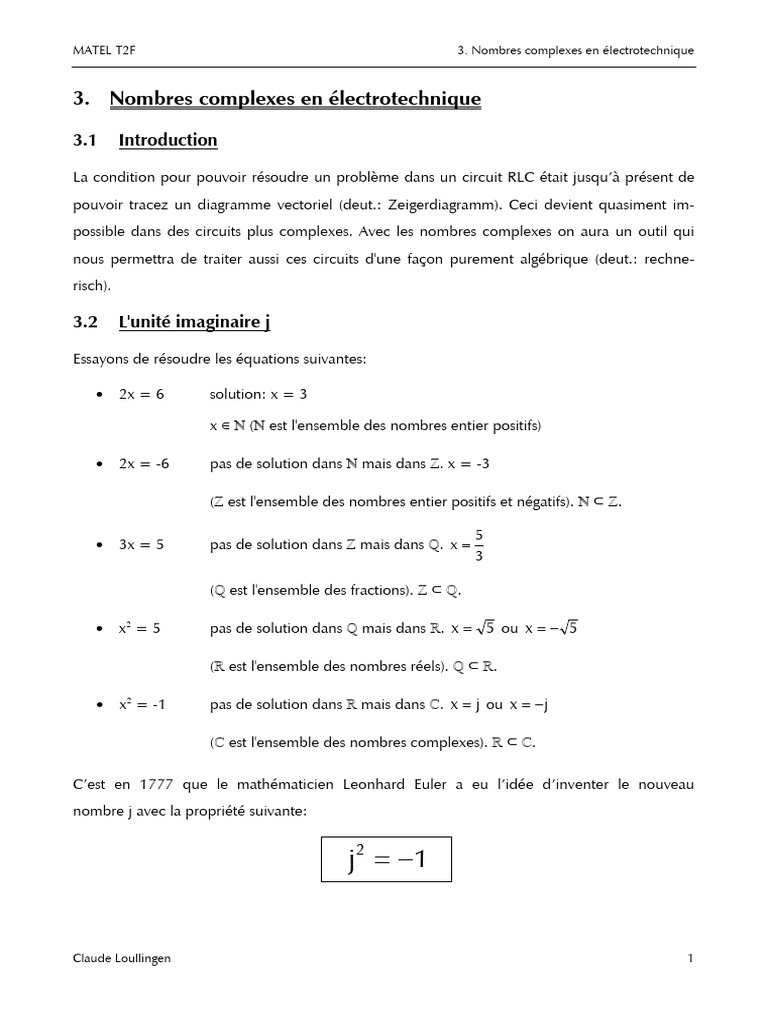Nombres complexes en électrotechnique | PDF | Nombre complexe ...