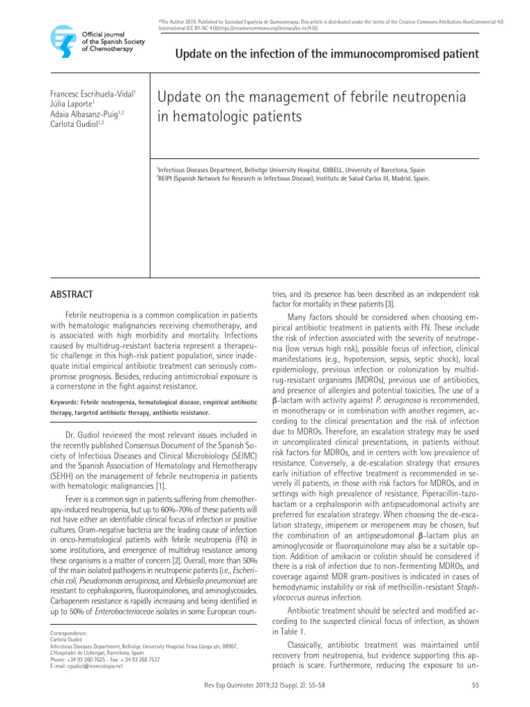 Revespquimioter 32 Suppl 2 55 | PDF | Sepsis | Methicillin Resistant ...