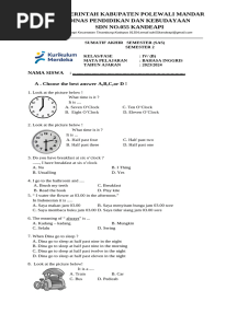 Soal Sas Bahasa Inggris Kelas IV Semester II